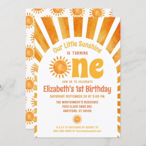 Our Little Sunshine Babys First Birthday Party Invitation