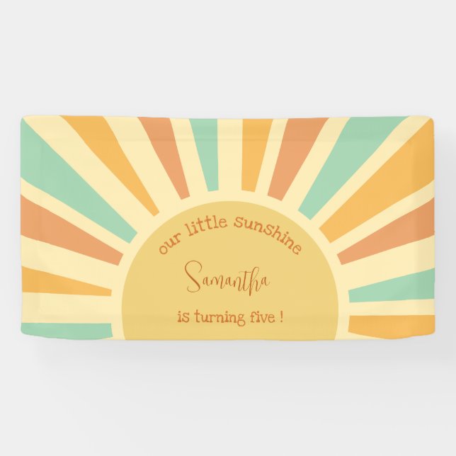 our little sunshine big sun with rays birthday banner (Horizontal)