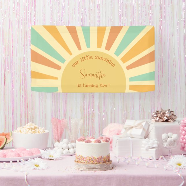 our little sunshine big sun with rays birthday banner (Party)
