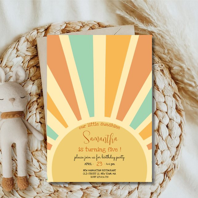 our little sunshine big sun with rays birthday invitation (Creator Uploaded)