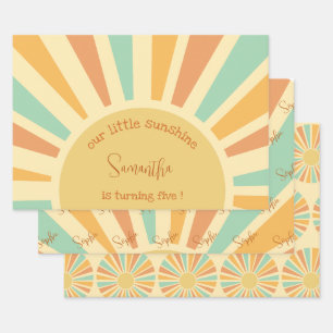 our little sunshine big sun with rays birthday wrapping paper sheets