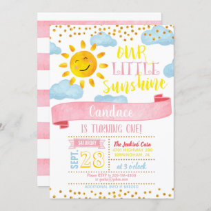 Our Little Sunshine Birthday Invitation - Girl