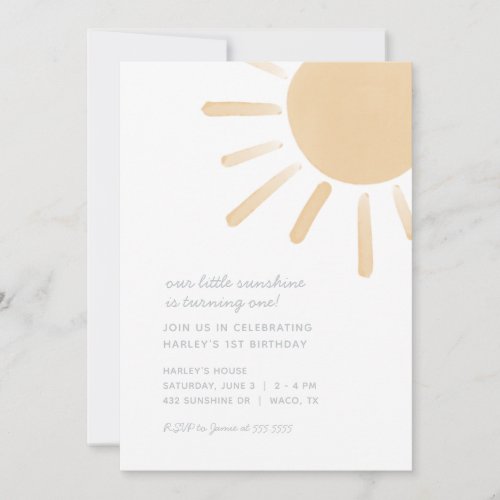 Our Little Sunshine Birthday Party Invitation