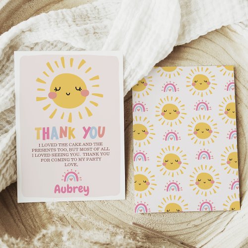 Our Little Sunshine Birthday Thank You Card