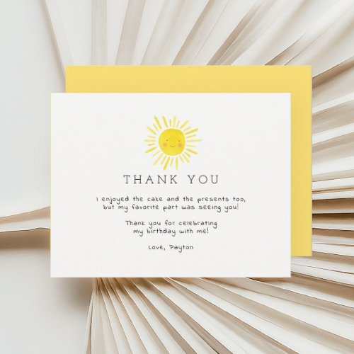 Our Little Sunshine Birthday Thank You Cards