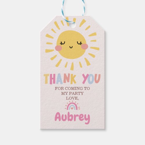 Our Little Sunshine Birthday Thank You  Gift Tags