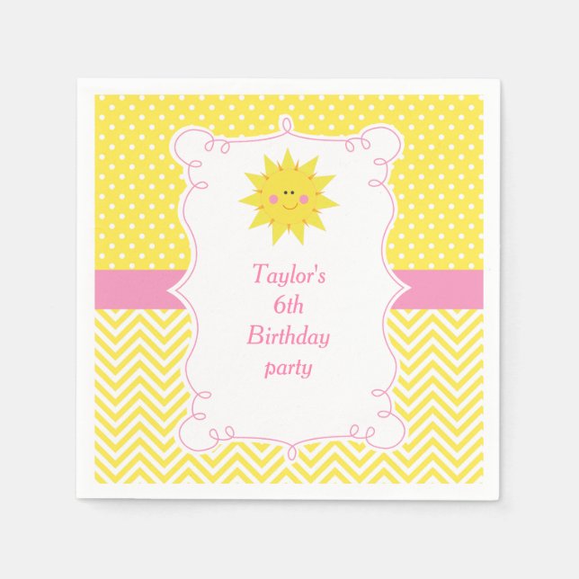 Our little Sunshine Birthday Thank You Napkins (Front)