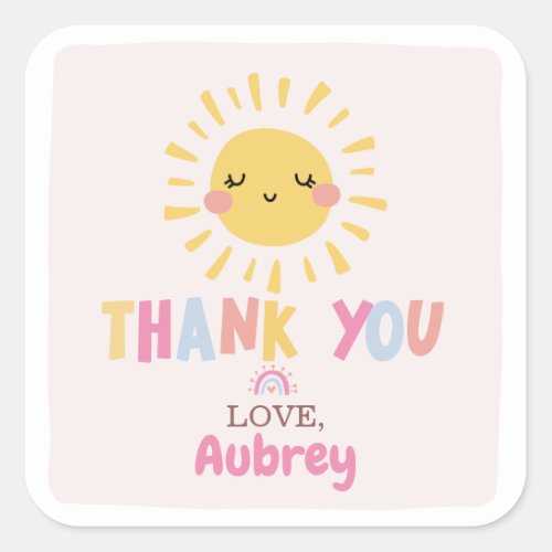 Our Little Sunshine Birthday Thank You  Square Sticker