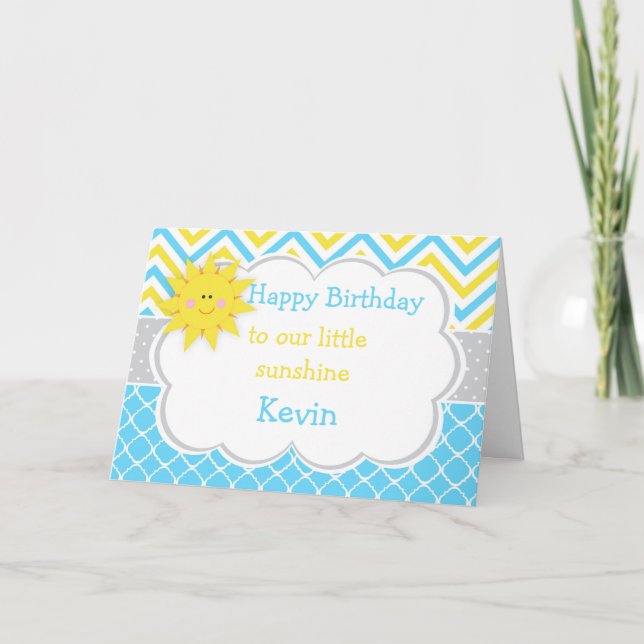 Our little Sunshine Blue and Yellow Birthday Card (Front)