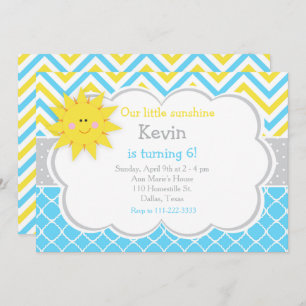Our little Sunshine Blue and Yellow Birthday Party Invitation