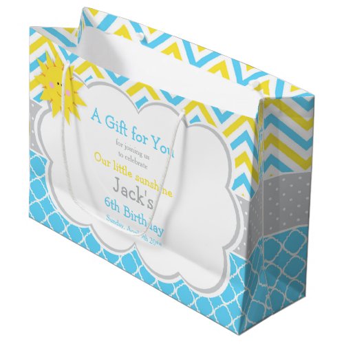 Our little Sunshine Blue and Yellow Birthday Party Large Gift Bag