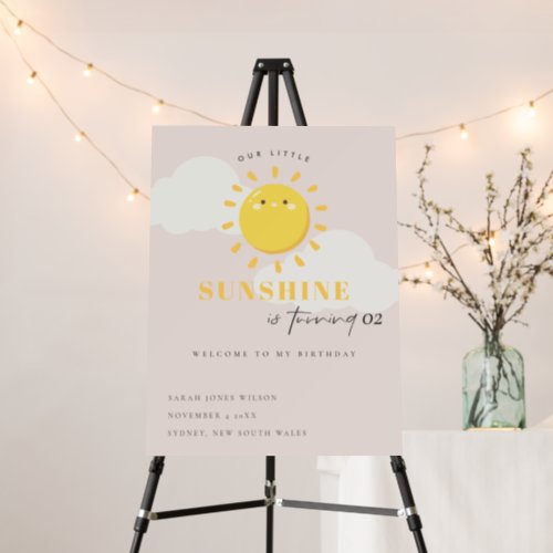 Our Little Sunshine Blush Any Age Birthday Welcome Foam Board