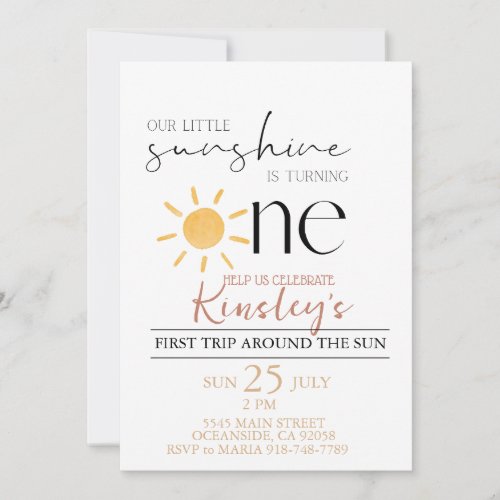 Our little Sunshine boho Birthday Invitation