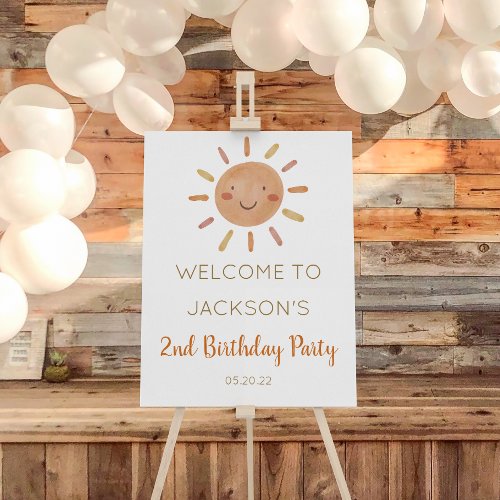 Our Little Sunshine Boho Birthday Welcome Sign