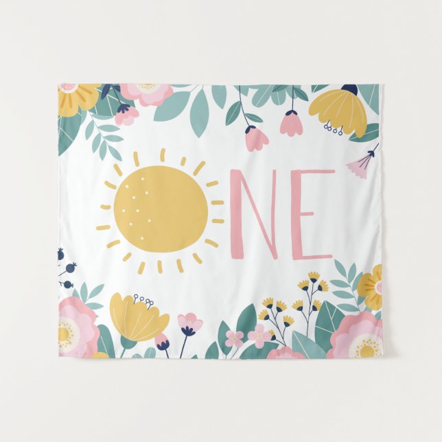 Our Little Sunshine Boho Floral ONE Tapestry (Front (Horizontal))