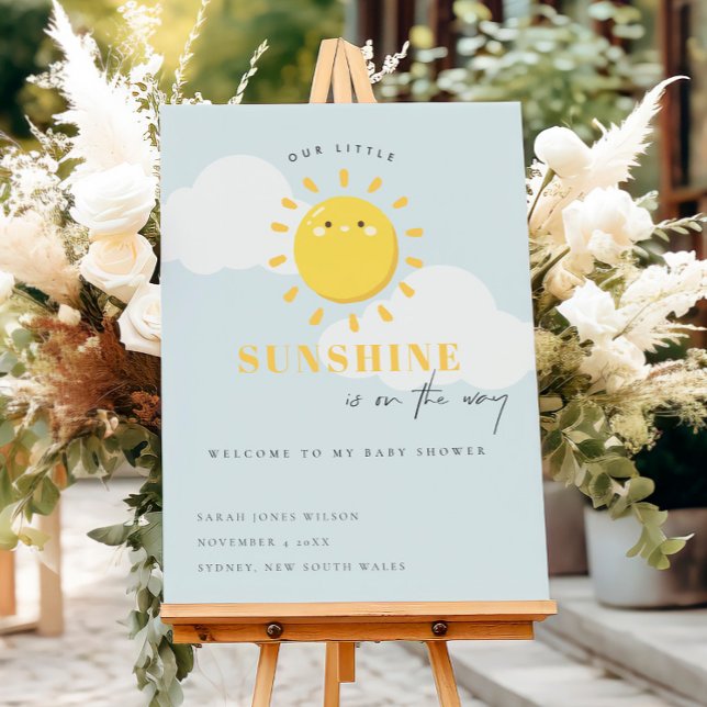 Our Little Sunshine Boy Blue Baby Shower Welcome Foam Board (Creator Uploaded)