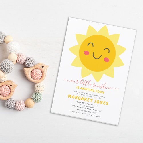 Our Little Sunshine Cute Yellow Sun Baby Shower  Invitation