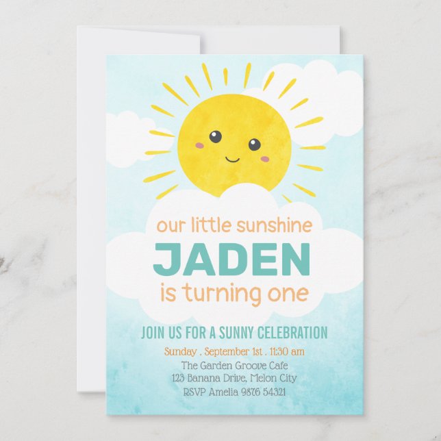 Our Little Sunshine |  First Birthday Invitation (Front)