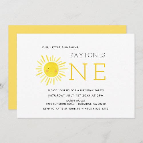 Our Little Sunshine First Birthday Party Invitation