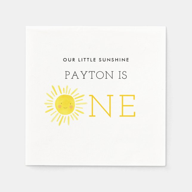 Our Little Sunshine First Birthday Party Napkins (Front)