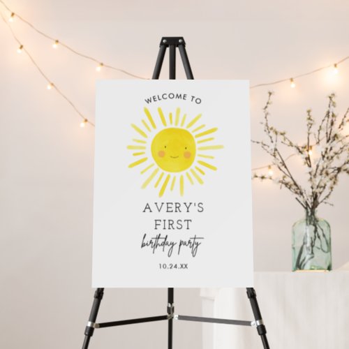 Our Little Sunshine First Birthday Party Welcome Foam Board