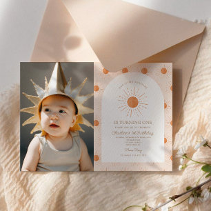 Our Little Sunshine First Birthday Photo Invitation