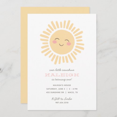 Our Little Sunshine Girl Birthday Invitation