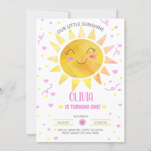 Our Little Sunshine girl birthday invitation Invitation