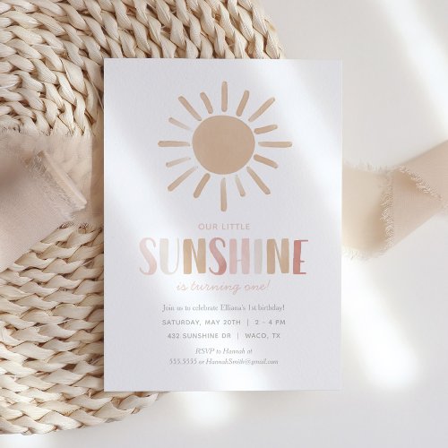 Our Little Sunshine Girl Birthday Party Invitation