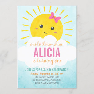 Our Little Sunshine Girl First Birthday Invitation