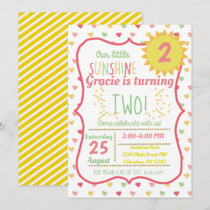 Our Little Sunshine Girls Birthday Party Invite