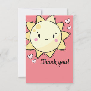 Our Little Sunshine Girls Pink Thank You Card