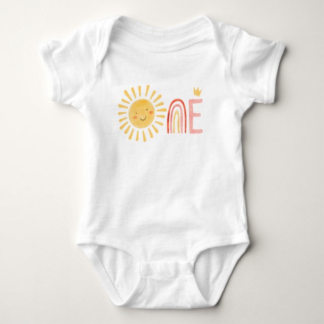 Our little sunshine is One birthday Baby Bodysuit (Front)