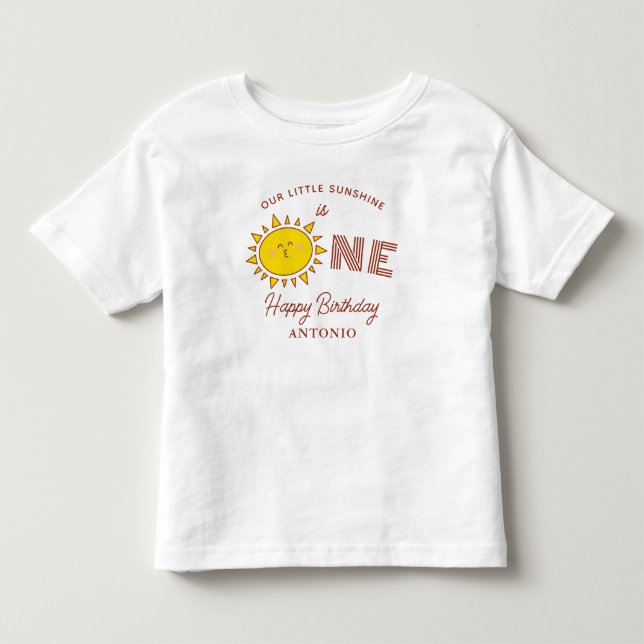 Our Little Sunshine is One First Birthday Party Toddler T-shirt (Front)