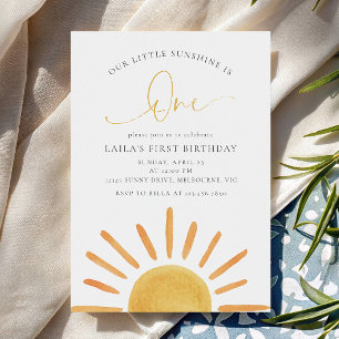 Our Little Sunshine Is ONE Sunshine 1st Birthday Invitation