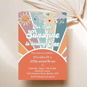 Our Little Sunshine Is Turning One 1st Birthday Invitation