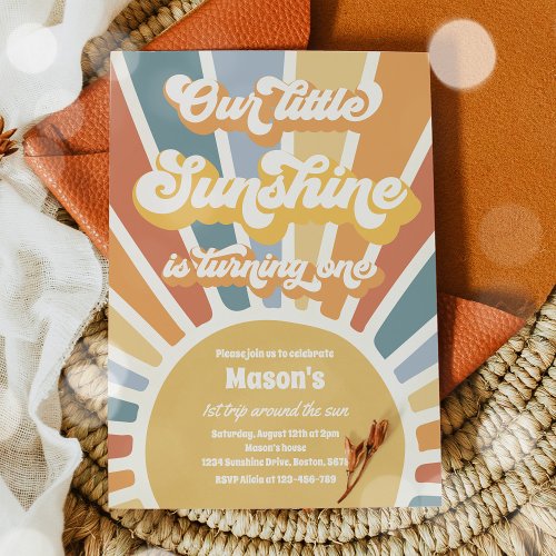 Our Little Sunshine Is Turning One 1st Birthday  Invitation