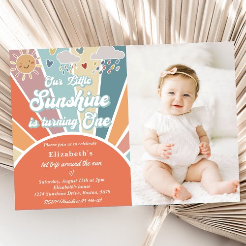 Our Little Sunshine Is Turning One 1st Birthday Invitation