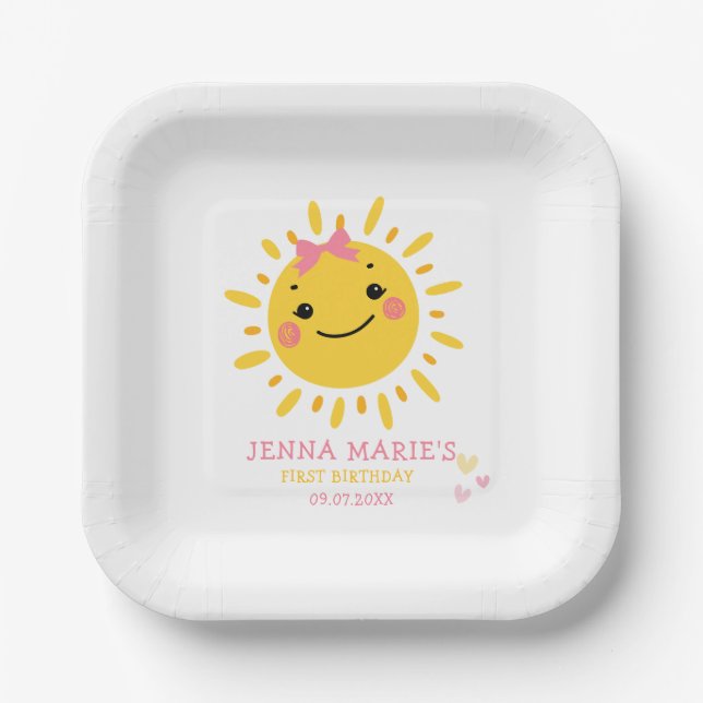 OUR LITTLE SUNSHINE IS TURNING ONE PAPER PLATES (Front)