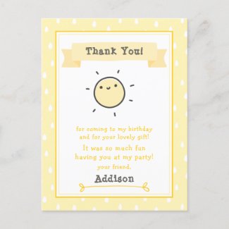 Our Little Sunshine Kids Birthday Thank You 