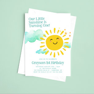 Our Little Sunshine Modern 1st Birthday Invitation