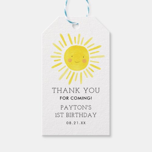 Our Little Sunshine Party Birthday Thank You Tags