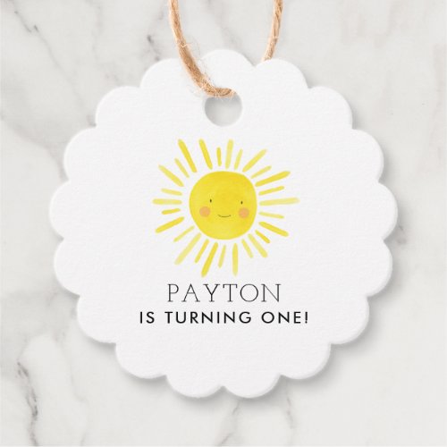 Our Little Sunshine Party First Birthday  Favor Tags