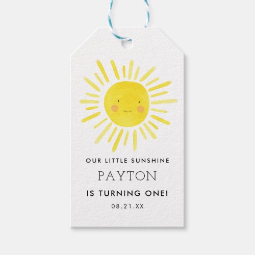 Our Little Sunshine Party Girl 1st Birthday Gift Tags