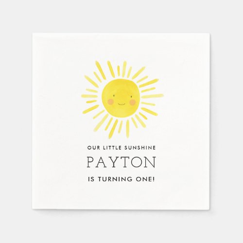 Our Little Sunshine Party Girl 1st Birthday Napkins
