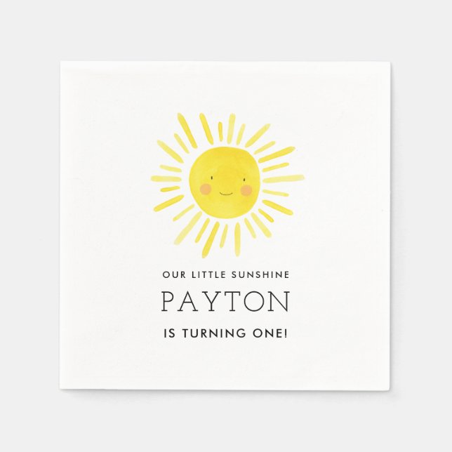 Our Little Sunshine Party Girl 1st Birthday Napkins (Front)
