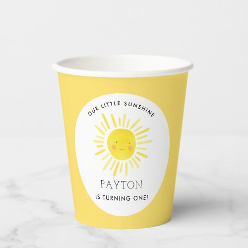 Our Little Sunshine Party Girl 1st Birthday Paper Cups