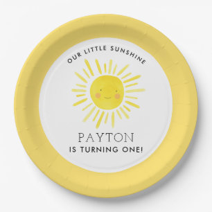 Our Little Sunshine Party Girl 1st Birthday Paper Paper Plates