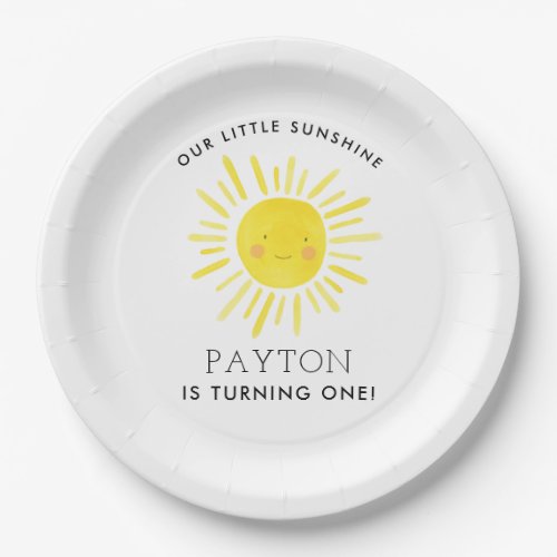 Our Little Sunshine Party Girl 1st Birthday Paper Plates