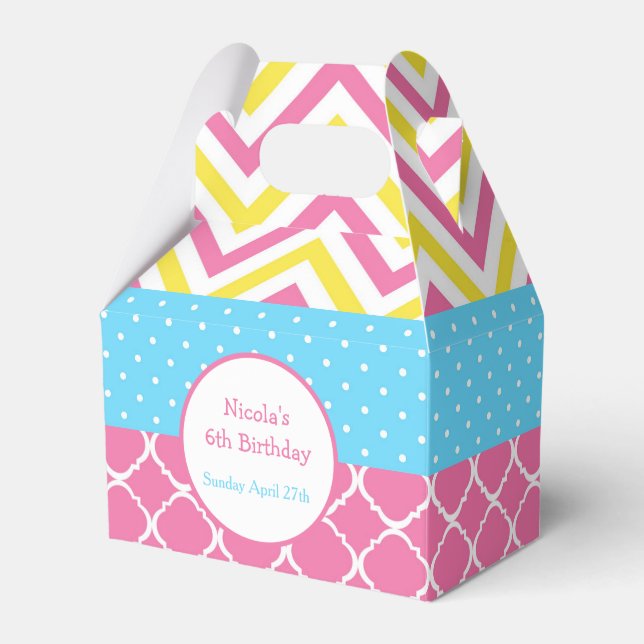 Our little Sunshine Pink and Yellow Birthday Party Favor Boxes (Front Side)
